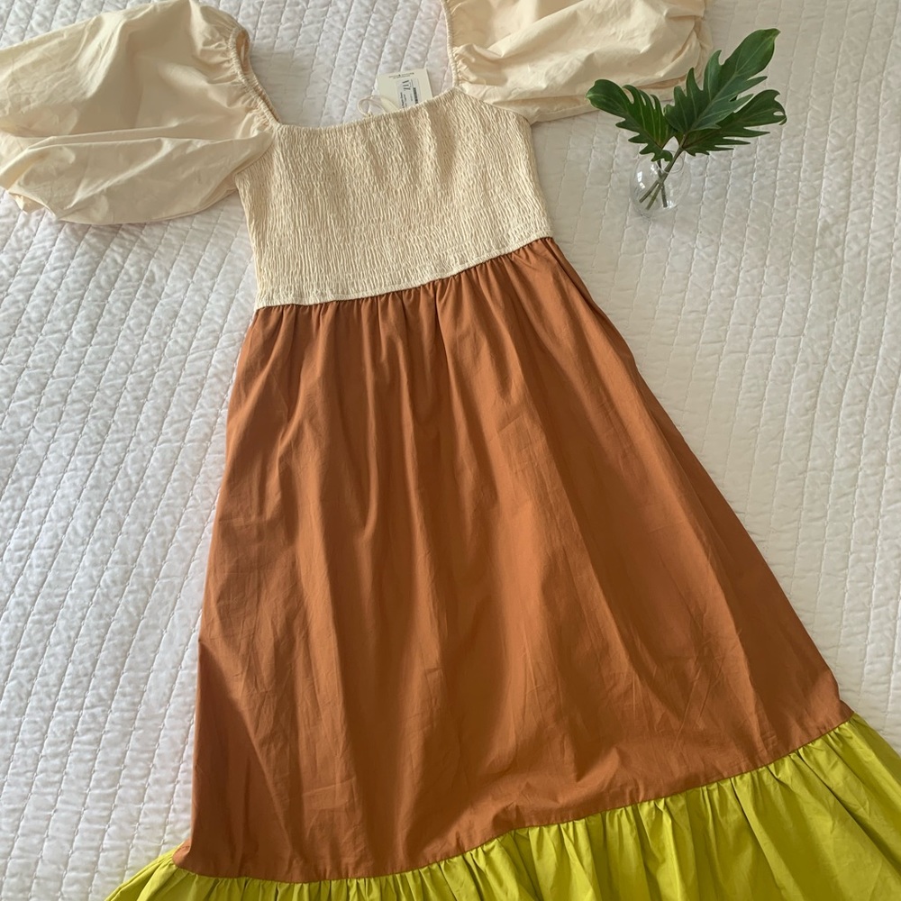 Colorblock poplin dress